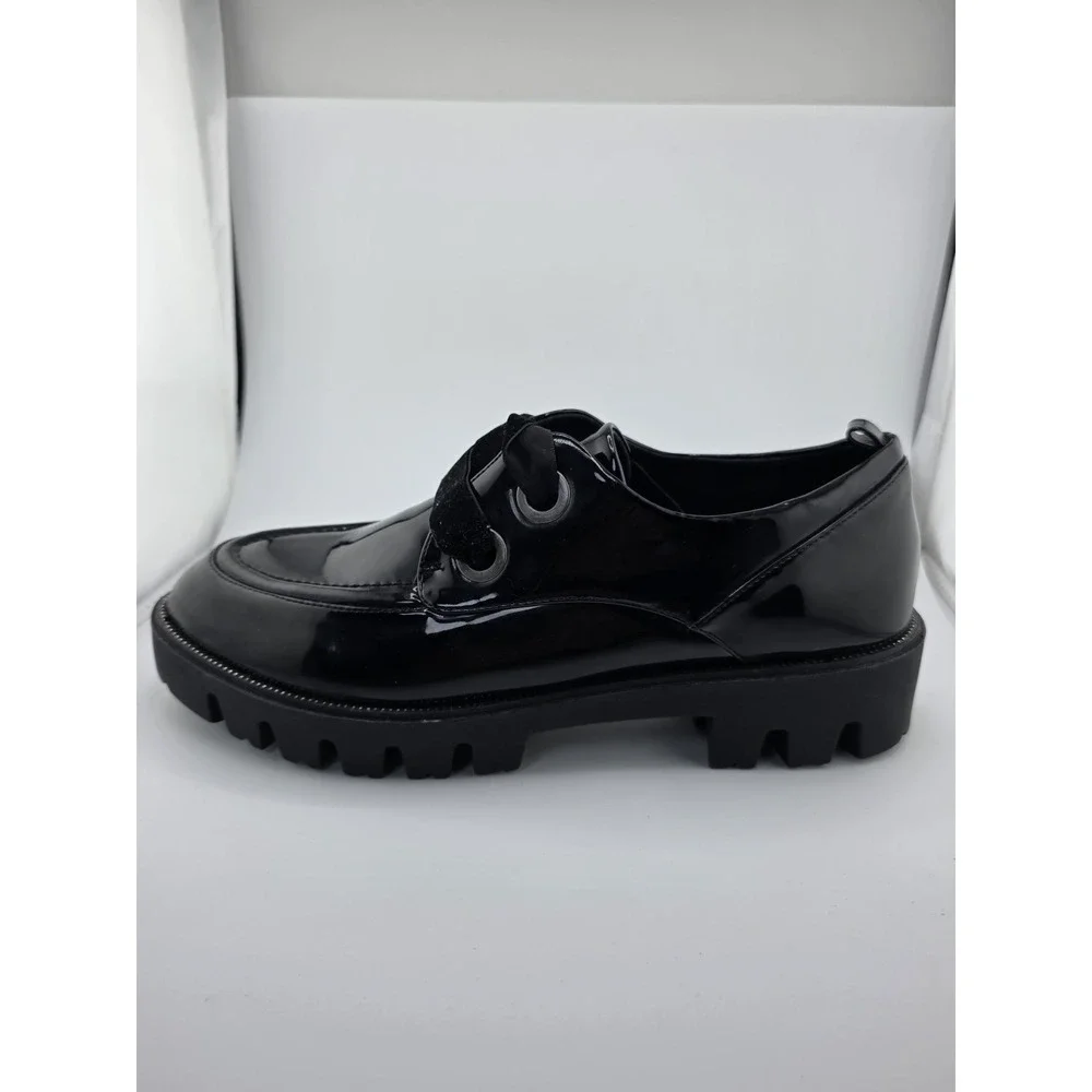 Sixtyseven Black Patent Platform Loafers Chunky Lug Sole Womens US 9 EU 40